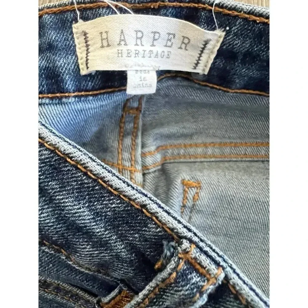 Harper Heritage mid rise girlfriend jeans distressed crop ankle stretch size 28 - Picture 6 of 9